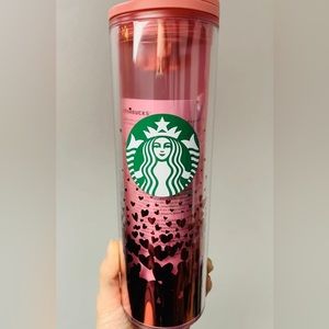 Starbucks Valentines Foil Metallic Hearts Tumbler Hot Cold Cup 16oz NWT 2022